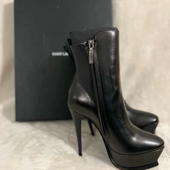 Saint Laurent Black Tribute Ankle Booties, Size 6 US, 36 EU - Picture 10 of 11